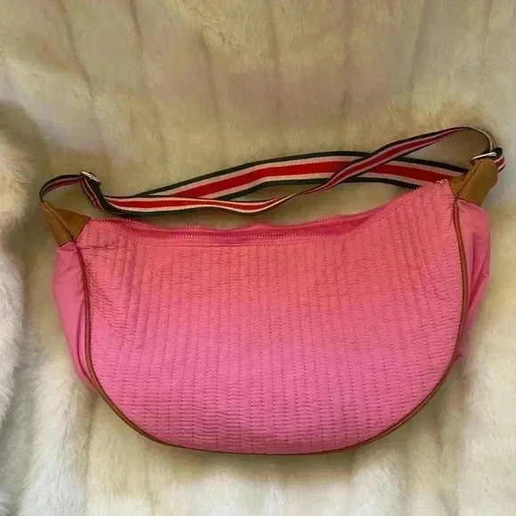 Shiraleah’s Handbags - Shiraleahs Ezra Large crossbody in pink strap is green light & dark pink